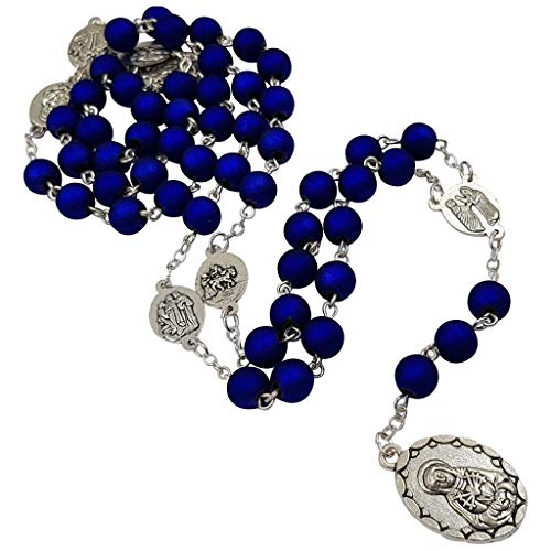 TALISMAN4U Seven Sorrows of Mary Rosary Chaplet Deep Blue Acrylic Beads Catholic Jewelry Necklace for Women with Rosary Box4