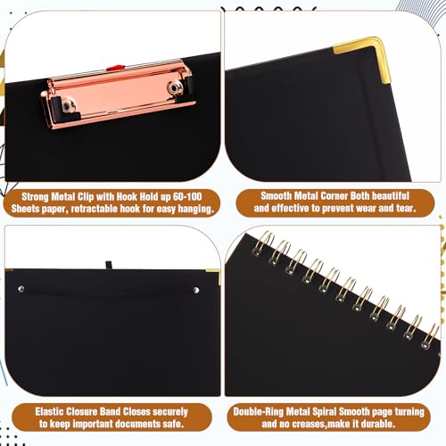 Porte-blocs à spirale avec dossiers plastique porte-document bloc-notes rechargeable - 6