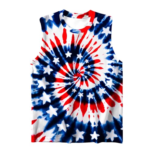 Kids Tie Dye Shirt Size 5-14 Years Sleeveless T Shirts Children Tank Tops Hippies Senior Tees for Boys Girls