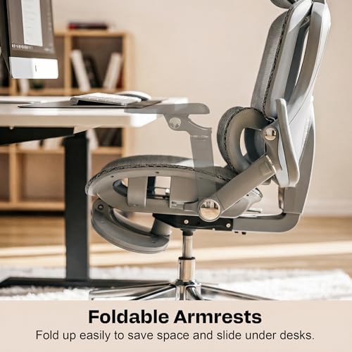 Image of DROGO Magnus Ergonomic Office Chair for Work from Home, Computer Chair with 7D Armrest, Headrest, Curved Lumbar Support, Adjustable Back & Sliding Seat | 130 Recline, Footrest & Aluminium Base (Grey)