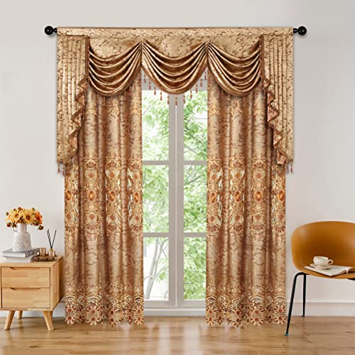 Elkca European Valance Curtains For Living Room Luxury Coffee Curtains For Bedroom Window Curtains For Kitchen, Rod Pocket (W79, 1 Piece) #TOP2