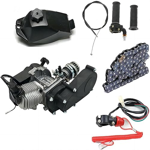 49CC 2-stroke Engine Motor Kit, Pull Start Mini Bike 49cc Engine Single Cylinder Engine Motor for...