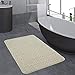 Produktbild Paco Home Moderner Badezimmer Teppich Einfarbig Hochflor Badteppich rutschfest In Creme, Grösse:Ø 80 cm Rund
