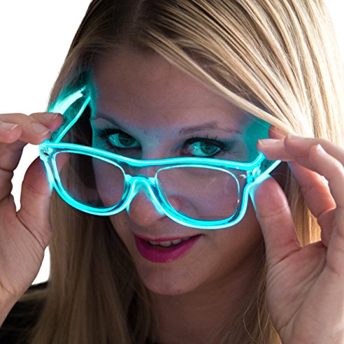 Neon Nightlife Aqua Frame/Clear Lens Light Up Glasses