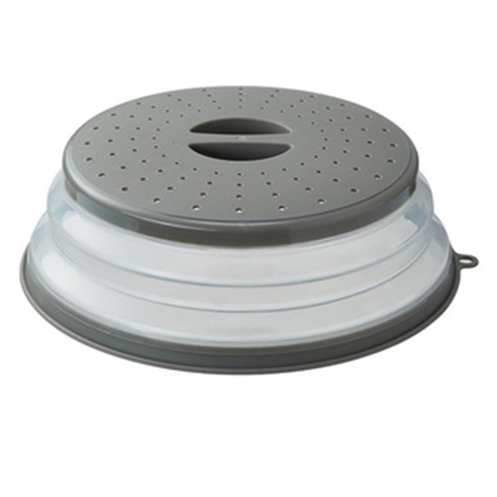 Collapsible Microwave Cover Lid Folding Silicone Plate Colander Strainer for Fruit Vegetables(Grey -1)(Grey -1)