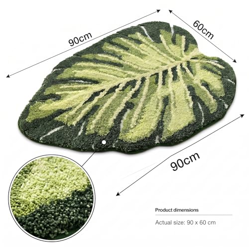 Tapis de salle de bain antidérapant et lavable LOMUG vert feuille absorbant - 2