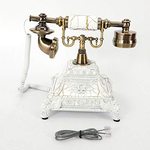 Teléfono estilo vintage retro blanco con disco giratorio miniatura 3