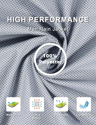 Little Donkey Andy Mens Ultra Light Rain Jacket, Stretch Waterproof Raincoat with Hood for Hiking, Running3