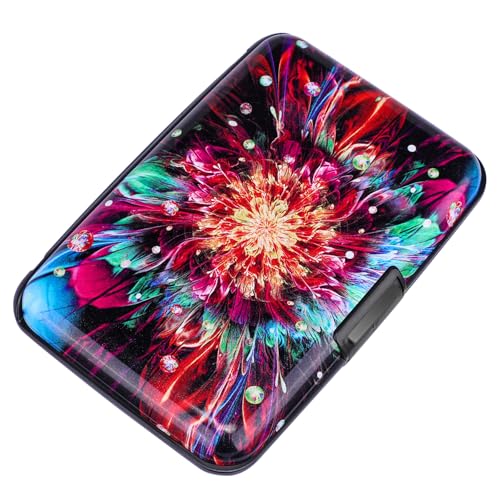 Image of Elfish Mini RFID Aluminum Wallet Credit Cards Holder Business Card Case Metal ID Case for Men Women (Gorgeous flowers)