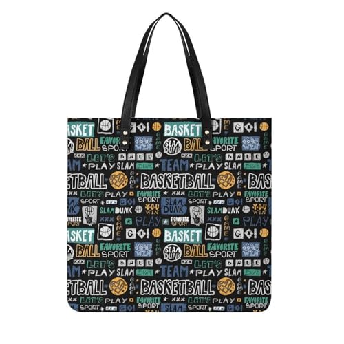 Tote bag ballon de basket noir femme : sac à main cabas shopper voyage