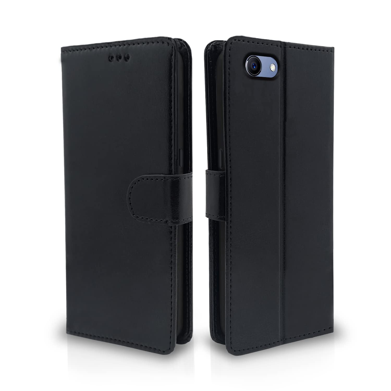 Pikkme Realme 1 Flip Case Leather Finish | Inside TPU with Card Pockets | Wallet Stand and Shock Proof | Magnetic Closing | Complete Protection Flip Cover for Realme 1 (Black) (B0BK6NVTZH) Amazon Price History, Amazon Price Tracker
