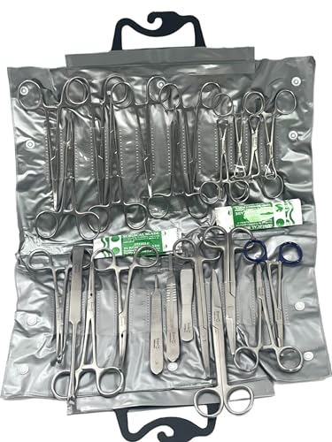 82 PCS Premium German Stainless Veterinary Instruments Set -Include Kelly Forceps Mosquito Forceps CARMALT Towel CLAMP Mayo METENBAUM, Mayo Scissors-Spay Pack Set (CYNAMED Brand) All in ONE