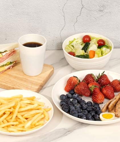 Quatish Wheat Straw Dinnerware, Kitchen Plates and Bowls Sets, Unbreakable Plastic Dish Set for Camping, Dishwasher Microwave Safe, Kitchen and Dinning Essentials - Image 7