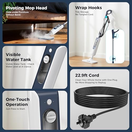 Steam Mop for Hardwood Floors, 11-in-1 Steam Cleaner with Handheld Steamer, 212°F Powerful Multi-Surface Cleaning for Tile, Grout, Carpet & Wall, Fast Heat, 22.9FT Cord, Floor Steam Mop - Thumbnail 6