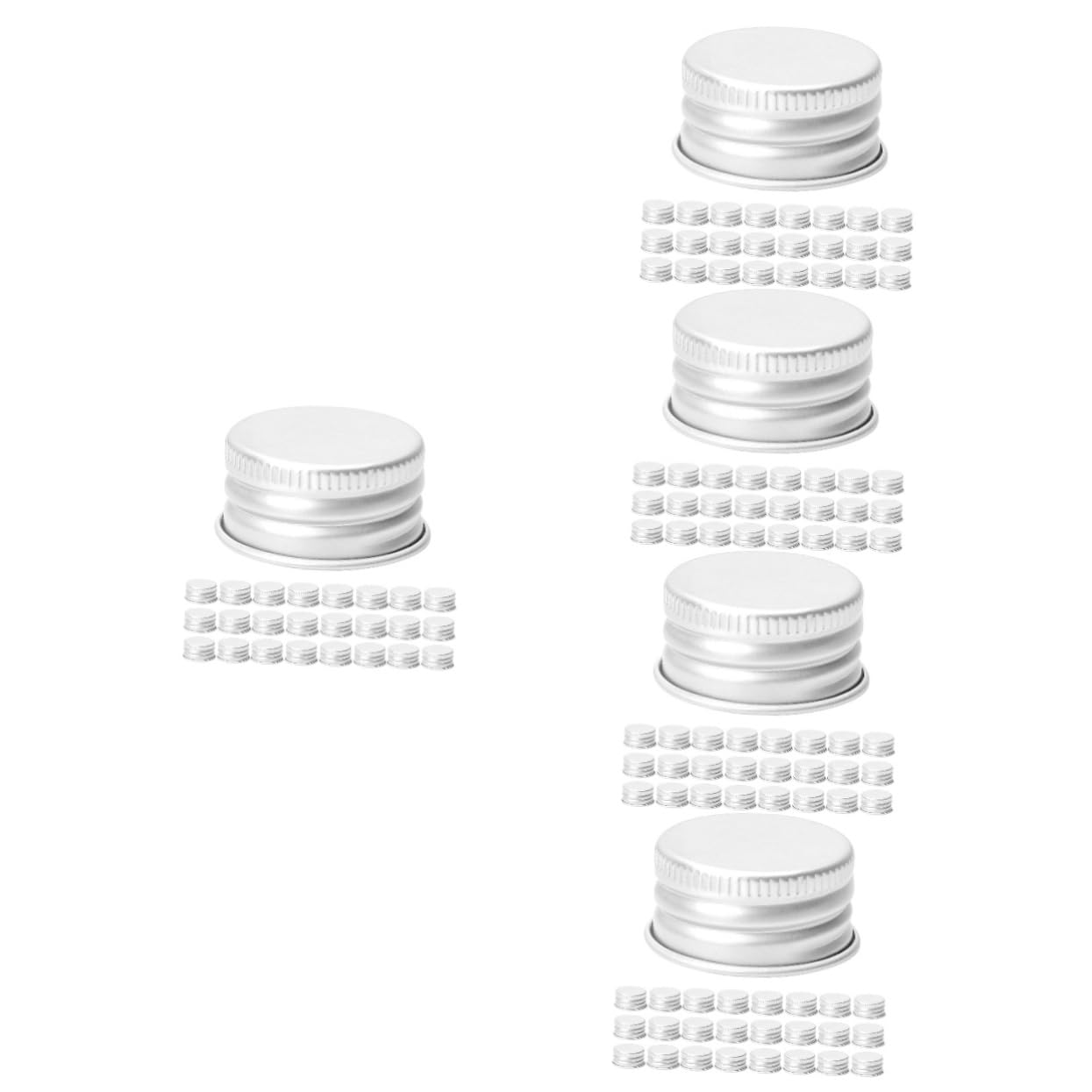 Amosfun 250 Stk auslaufsichere Verschlusskappen praktische Flaschendeckel Weithalsdeckel für Einmachgläser lagercontainer kleine Glasdeckel Ersatzflaschenhüllen Aluminium