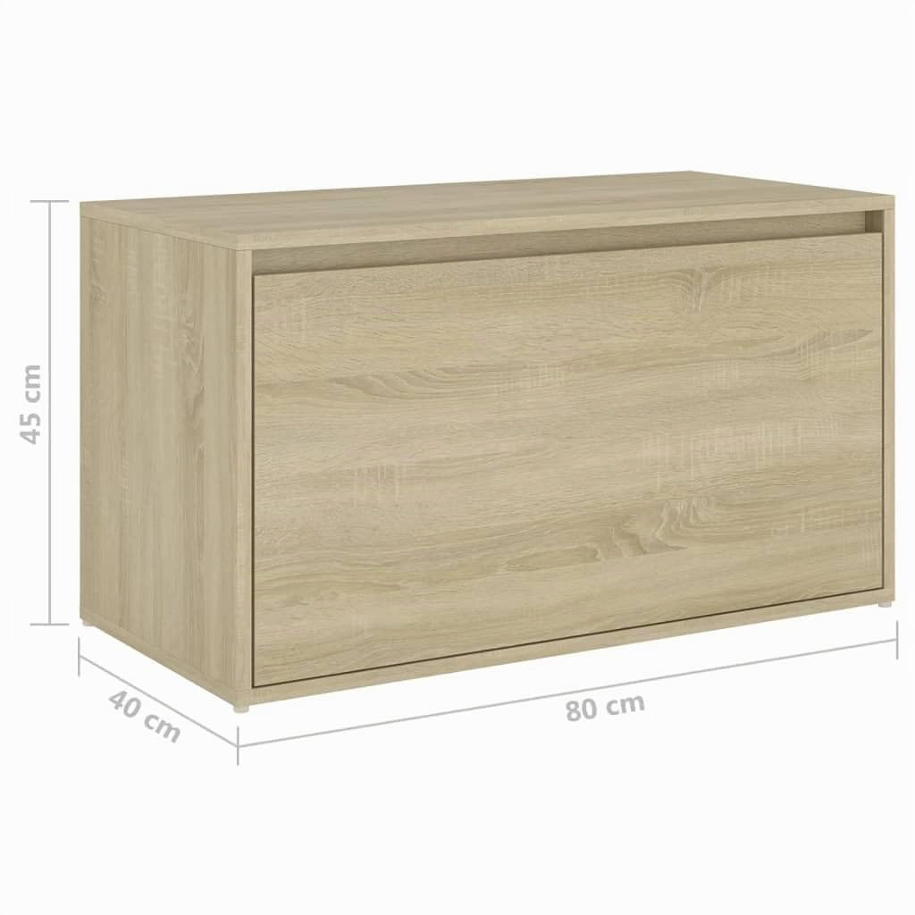 vidaXL Banco de Pasillo Caja Puerta Entrada Recibidor Sala de Estar Salón Muebles Mobiliario Almacenamiento de Ingeniería Roble Sonoma 80x40x45 cm