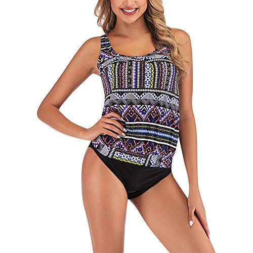 Yudesun Mujer Ropa de baño Tankinis - Deportivo Traje de baño Acolchado Bandeau Delgado Dos Piezas Conjuntos Impreso Ropa de Playa Nadando Disfraz Bikini Talla Extra