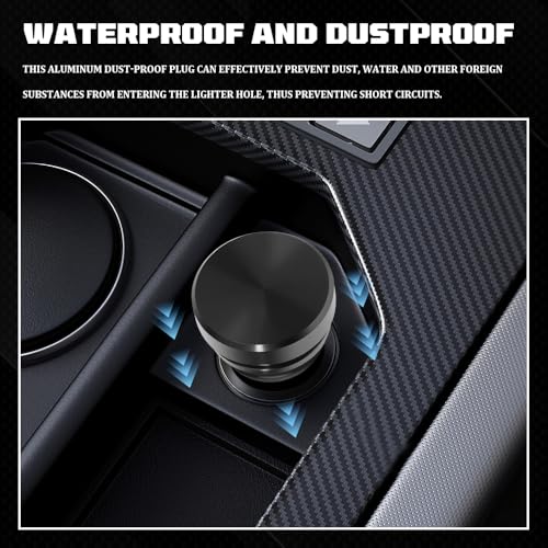 Image of Cigarette Lighter Cover, Dustproof Car Cigarette Lighter Plug Parts, Aluminum Plugs Cover, Waterproof Dustproof Cigarette Lighter Socket Cap for SUV Truck with 12V Power Source (Black)