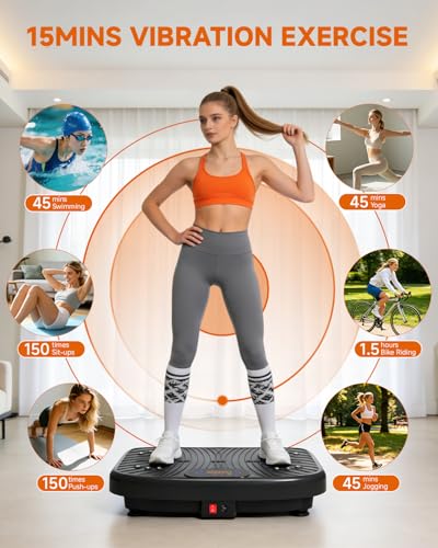 Image of Vibration Plate Exercise Machine, Vibrating Platform for Lymphatic Drainage with 200 Adjustable Speeds, Power Vibration Plate for Weight Loss & Fitness, Supports Max Weight 450 Lbs