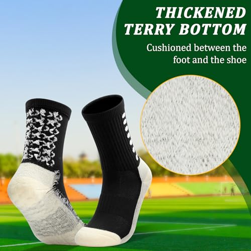 SkiBeaut Kids Soccer Grip Athletic Socks, 4 Pack Anti Skid Football Youth Grippy Slipper Socks for Youth Boy Girl 4-16 Years2
