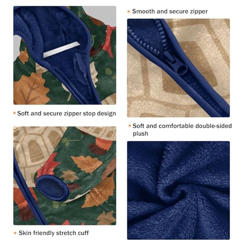 Fox and Turtle Autumn Leaves Toddler Fleece Jacket Girl Boys Hooded Fleece Jacket Coat Warm Outwear Zip-up 3-10T3