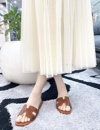 Womens Flat Sandals,Anti slip fashion sandals,Flat Slide Sandals for women,Comfy Style,women's gift, for vacation, sightseeing, and shopping3