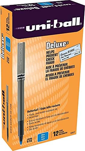 Miniatura 2 de uni-ball 60027 Deluxe Roller Ball Stick Impermeable Pluma Tinta Azul Micro Docena