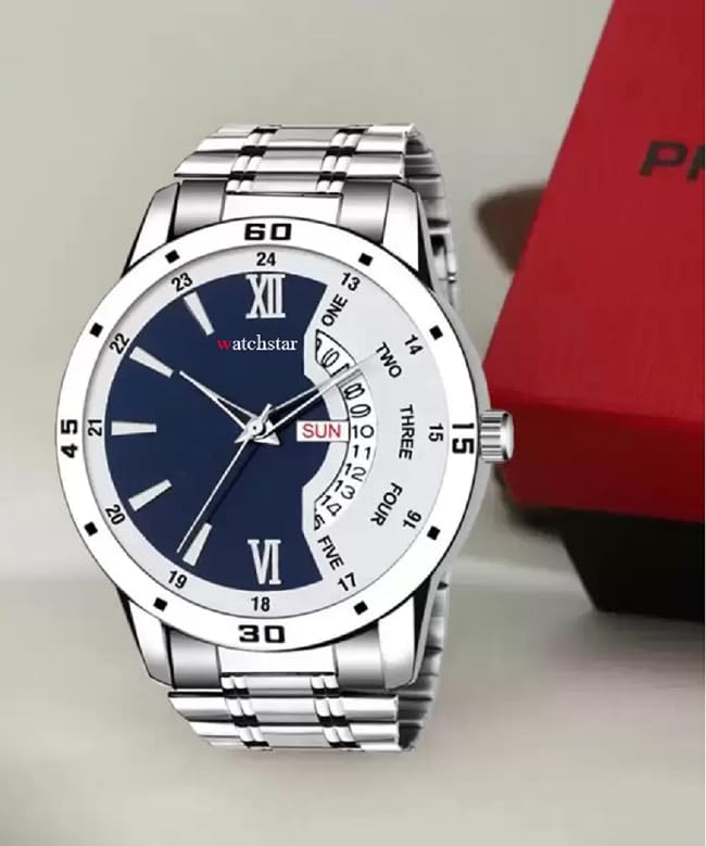 Image of Analog Day Date Functioning Stainless Steel Chain Watch for Men