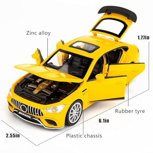 Image of BlackZone 1 /32 Compatible for Marceedes AMGG Benz GT63 Toy Car Metal Pull Back Diecast Car with Openable Door and Sound Light, Gifts Toys for Kids (Yellow) Car