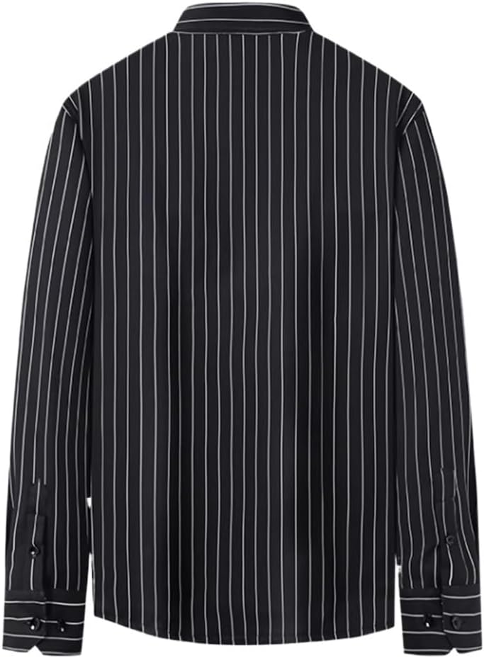 Striped Long-Sleeved Shirt Men's Fall and Winter Models Thickened Warm Casual Long-Sleeved Shirt Man