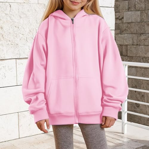 Kids Boys Girls Zip Up Hoodie Oversized Hooded Jacket Teen Full Zip Front Hooded Sweatshirt Windproof Hoodie Outerwear3
