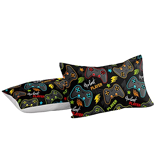 Image of Gaming Comforter Set for Kids, All Season Down Alternative Comforter, Game Controller Bedding for Boys, Gamer Home Decor (Comforter-Game25, Queen)