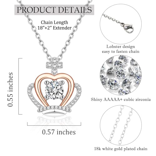 EPIRORA Daughter Gifts from Mom Dad, Silver Crown CZ Pendant Charm Necklace Gifts for Women Girls, Birthday Graduation Wedding Day Mothers Day Gift To My Daughter Necklace, Unique Presents Ideas4