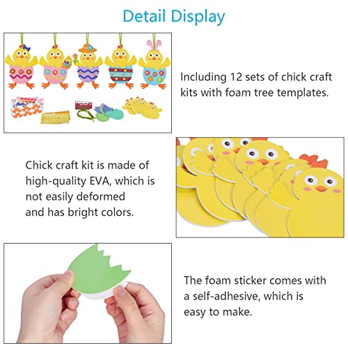 LAMEK 12 Osterküken Bastelset für Kinder Ostern Anhänger Deko Kreative Kunsthandwerk Bastelhandwerk Kreativset mit Mix… – Bild 7