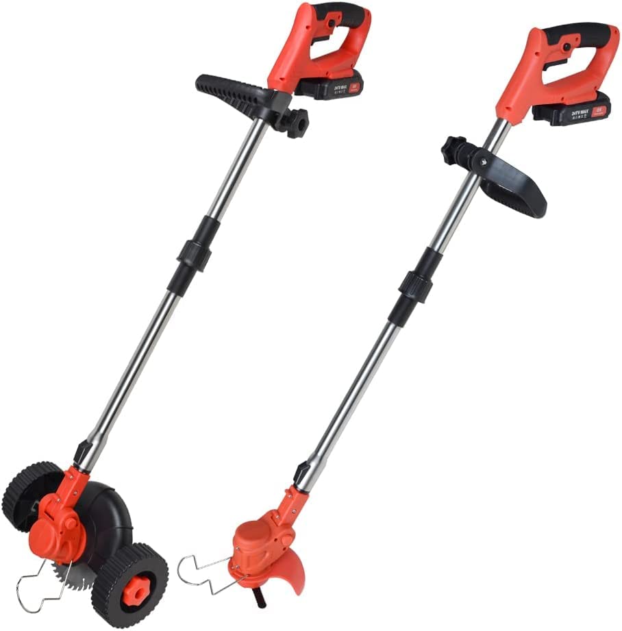Folding Grass Trimmer,24V Electric Cordless Weed Wacker Brush Cutter Lawn Edger Grass String Trimmer Cutter for Garden and Yard Adjustable Height Weed Eater Tool