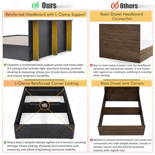 Image of ABOUT SPACE Bed - (84 x 38 inches) Single Bed Without Storage | Engineered Wooden Bed Frame with Headboard & MDF Support Board for Mattress | 1-Year Warranty Cot for Bedroom - Smoked Pine