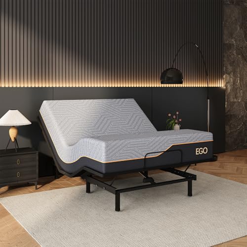 Image of EGOHOME Twin XL Adjustable Bed Frame and 14 inchCopper Gel Memory Foam Mattress | Zero Gravity, 12 inch Removable Legs, Wireless Remote, Head and Foot Incline, Anti Snore, Zero Clerance Easy Assembly