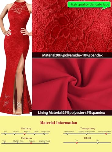 Image of VFSHOW Womens Formal Sexy Halter High Slit Prom Wedding Guest Maxi Dress 2023 Illusion Sweetheart Neckline Evening Long Gown