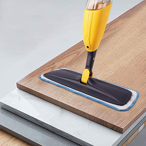 Yocada Microfiber Spray Mop with Total 2 Washable Mop Pad for Hardwood Ceramic Marble Tile Laminate Home Kitchen Floor Cleaning Wet and Dry Easy Wring 600ml