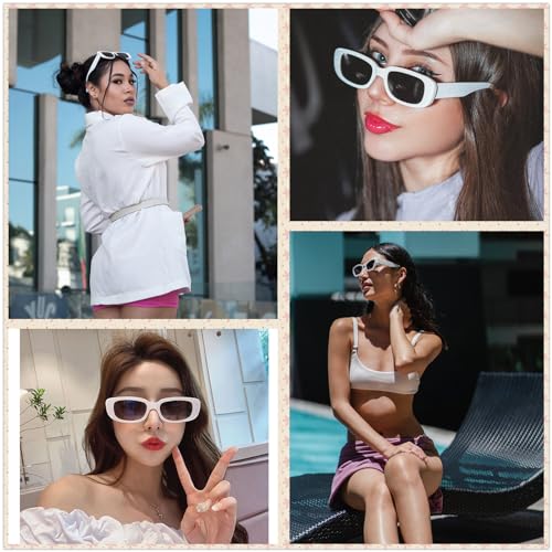 Rectangle Sunglasses for Women Men,Retro Fahion Narrow Square Sunglasses 90s Vintage Y2K Glasses UV 4003