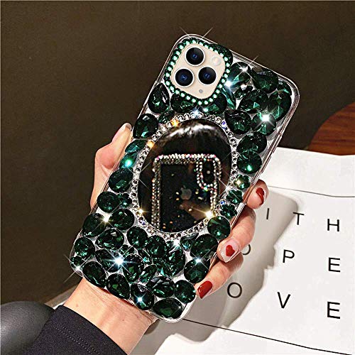 Case for iPhone 11 Pro Max,3D Handmade Bling Rhinestone Diamonds Luxury Sparkle Mirror Case Girls Women Full Crystals Bling Diamond Soft TPU Bumper Case Cover for iPhone 11 Pro Max Mirror Case,Green