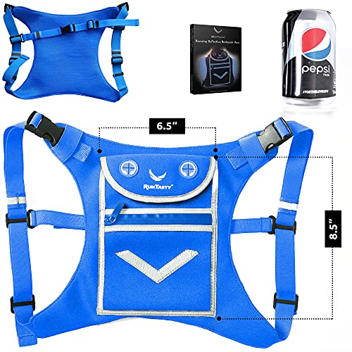 Blue Running Mini Backpack Vest for Men & Women – Reflective with Hi-Viz, Holds Accessories, iPhone, Android, iPad Mini – Lightweight, Adjustable Gear for Fitness, Walking, Cycling, Hiking, Climbing! - image 8