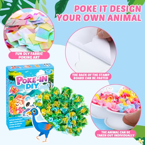 Image of Lonfliness 8PCS Poke Craft Kit Easter Spring No-Mess Fabric Sewing Art Puzzle Puncture Painting Rabbit Animal Gift Creative Activity Game Birthday Party Favors