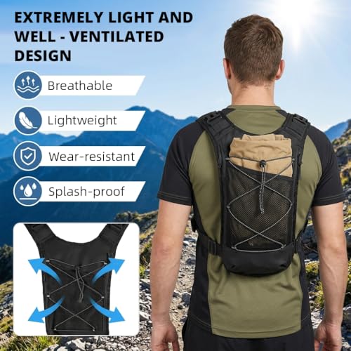 Image of Proberos Tactical Vest, Trail Hydration Vest, Oxford Cloth Outdoor Vest with Multi-Pocket Storage, MOLLE-Compatible, Adjustable Shoulder Straps & Quick-Release Buckles, Mesh Back Panel for Running