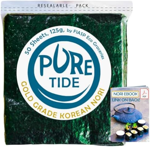 S.Korean Sushi Nori - 50 Sheets | Fresh Roast | Artisan Family | High Protein | Young & Crunchy | Lab Tested | Top Grade | Resealable | UK Company | Seaweed Sheets