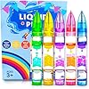 5PCS Liquid Pens Easter Basket Stuffers for Kids, Liquid Motion Bubble Fun Cool Pens Autism ADHD Anxiety Stress Relief Item Quiet Fidget Sensory Autistic Desk Toys Classroom Gift for Boys Girls