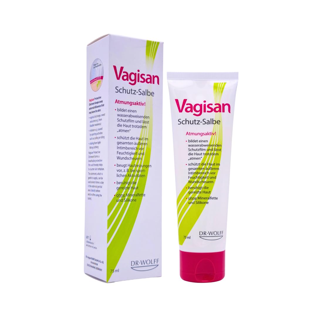 Vagisan Schutz-Salbe 3x 75 ml I Pflege für empfindliche Haut im äußeren Intimbereich I Atmungsaktiver Schutzfilm gegen Reibung I Ohne Mineralfette & Silikone I Spar-Set plus Pharma Perle give-away