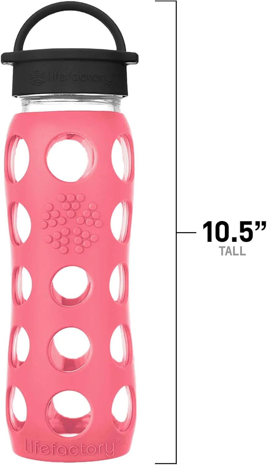 Lifefactory 22 oz. Hydration Bottle with Classic Cap and Protective Silicone Sleeve, Coral
