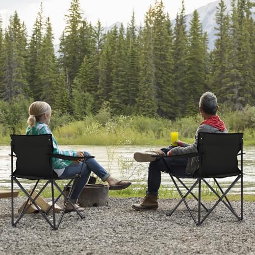 Chaise camping solide pliable Sunula avec porte gobelet noire - 7