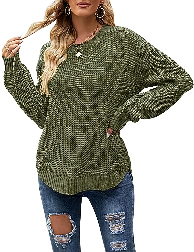 Image of MEROKEETY Women's Fall Long Sleeve Waffle Knit Oversized Sweater